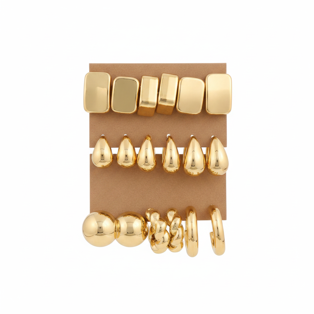 Set de Aretes Geométricos Minimalistas 3 Piezas - 1