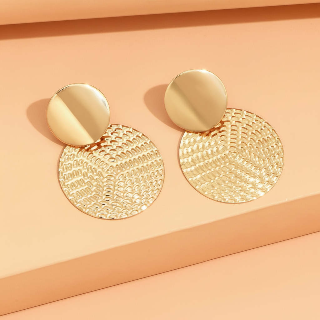Aretes Círculo Grande Geométricos Estilo Retro Minimalista - 3