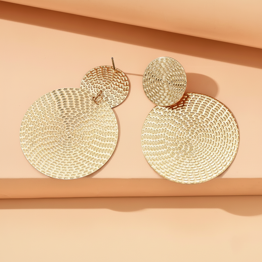 Aretes Círculo Grande Geométricos Estilo Retro Minimalista - 4