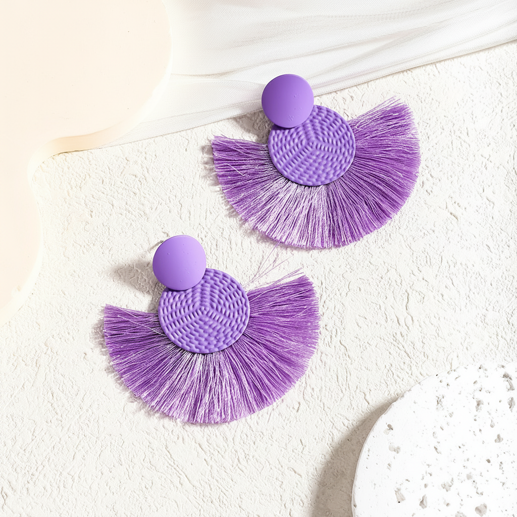 Aretes Abanico con Flecos Estilo Bohemio – 18 Colores - 2