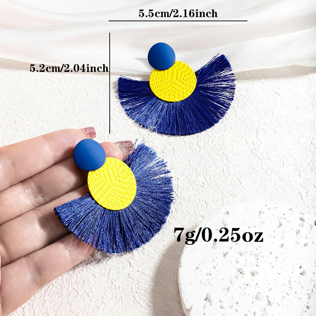 Aretes Abanico con Flecos Estilo Bohemio – 18 Colores - 3