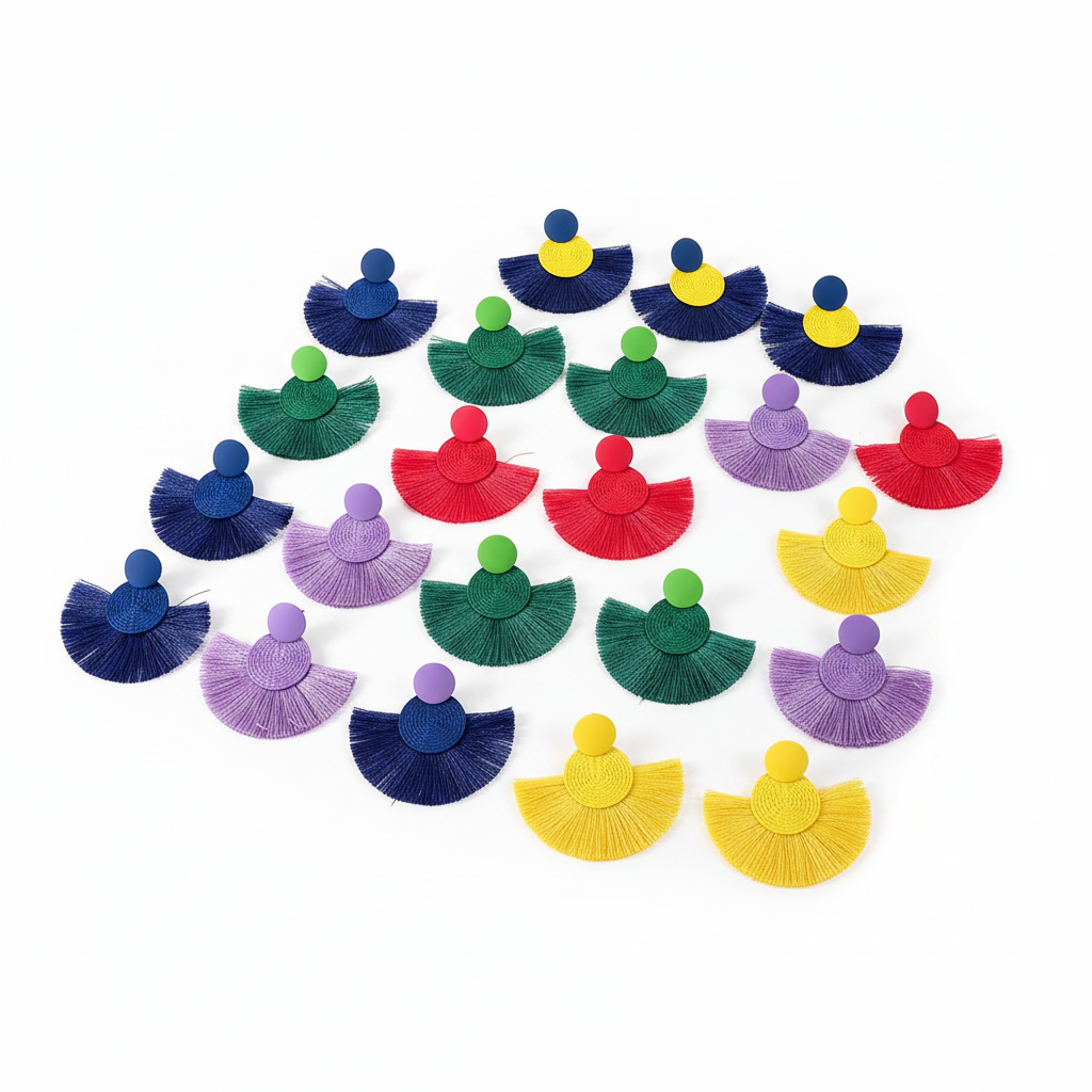 Aretes Abanico con Flecos Estilo Bohemio – 18 Colores - 1
