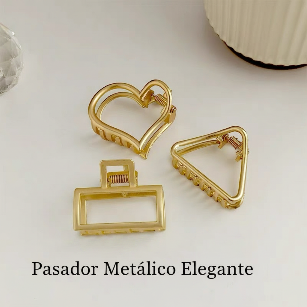 Pasador metálico elegante para cabello 4.5 cm - 3