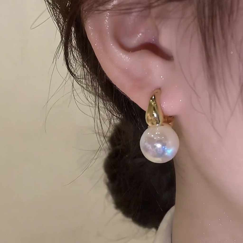 Aretes Sirena Perla U Baño 14K Oro Mujer - 2