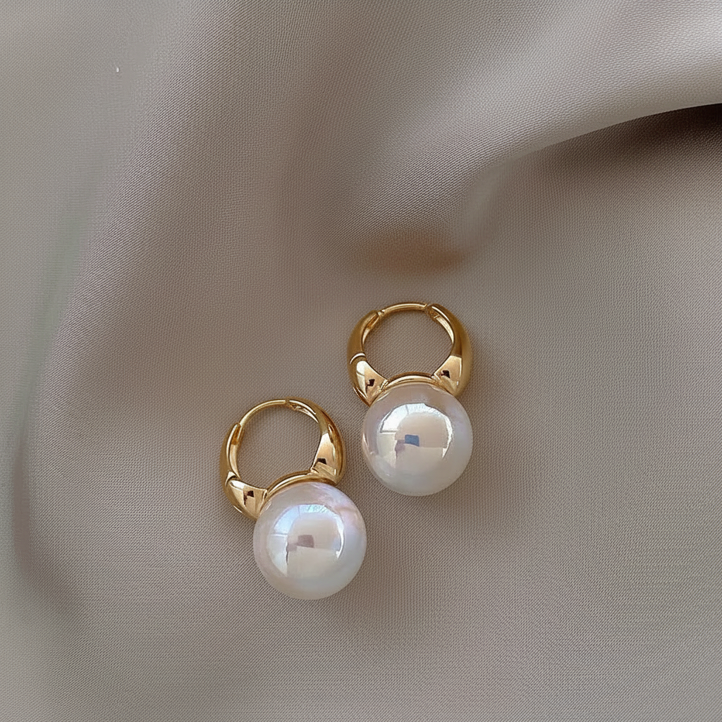 Aretes Sirena Perla U Baño 14K Oro Mujer - 4