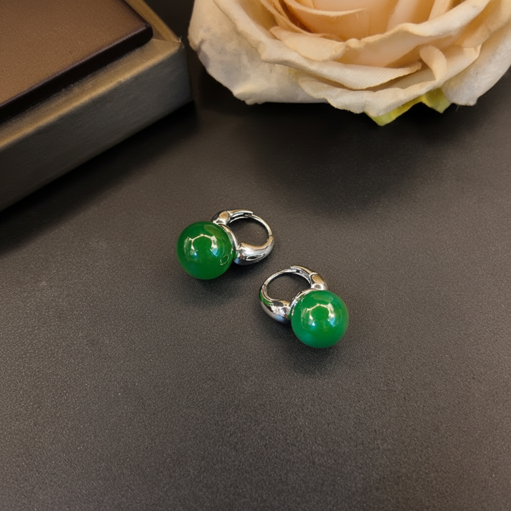 Aretes de vidrio geométricos estilo minimalista mujer - 4