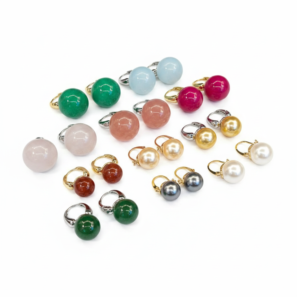 Aretes de vidrio geométricos estilo minimalista mujer - 1