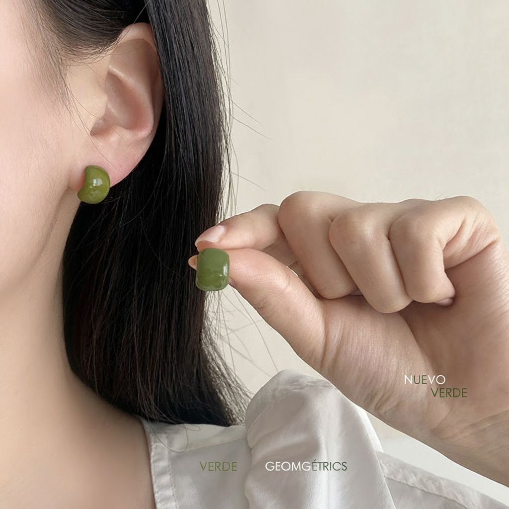 Aretes de esmalte geométricos tipo C colores vibrantes - 2