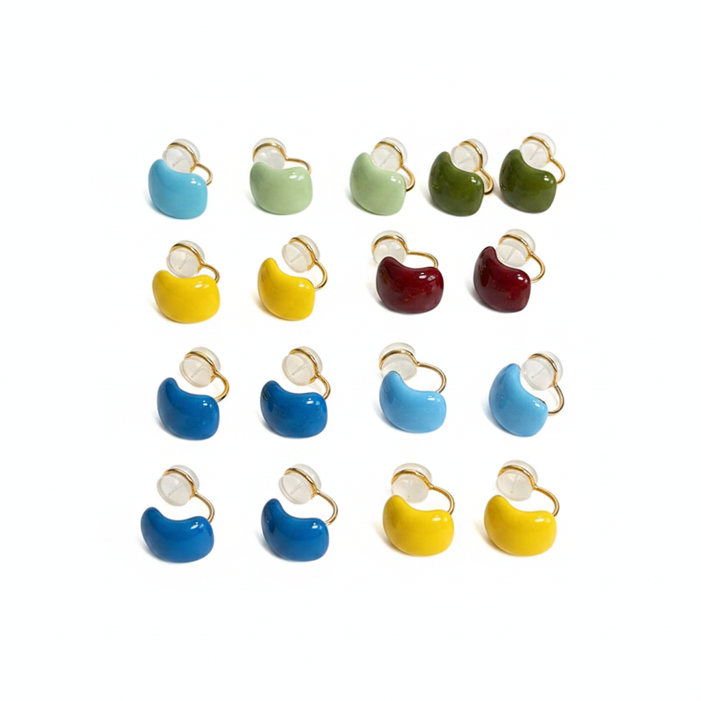 Aretes de esmalte geométricos tipo C colores vibrantes - 1