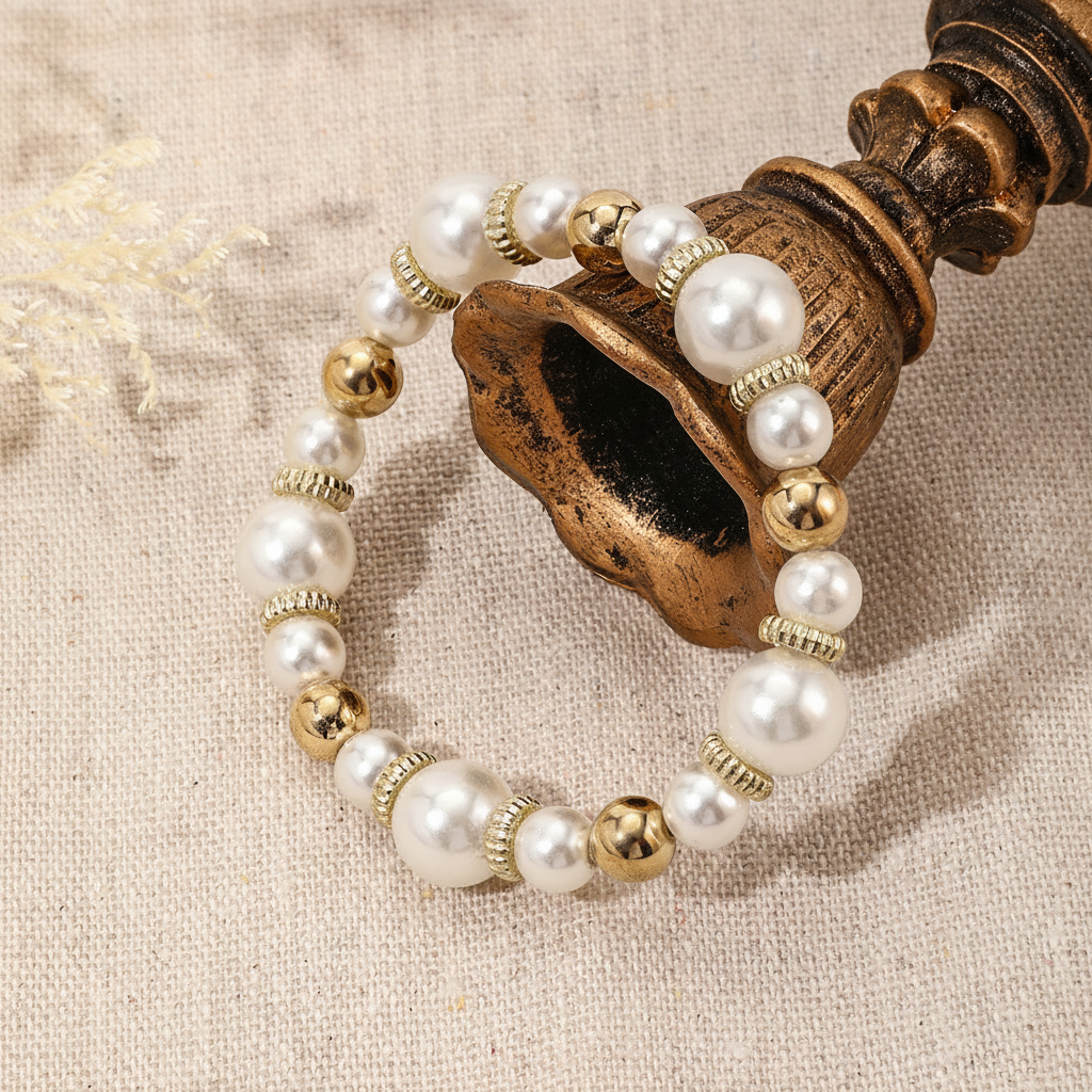 Set de 4 Pulseras con Perlas y Corazón para Mujer - 4