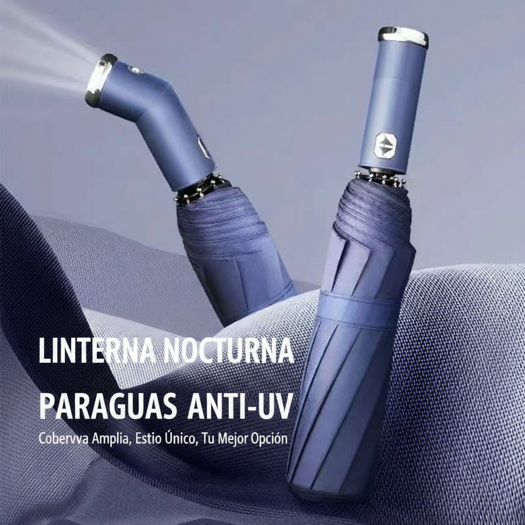Paraguas Automático con Linterna LED Anti-UV 10 Varillas - 2