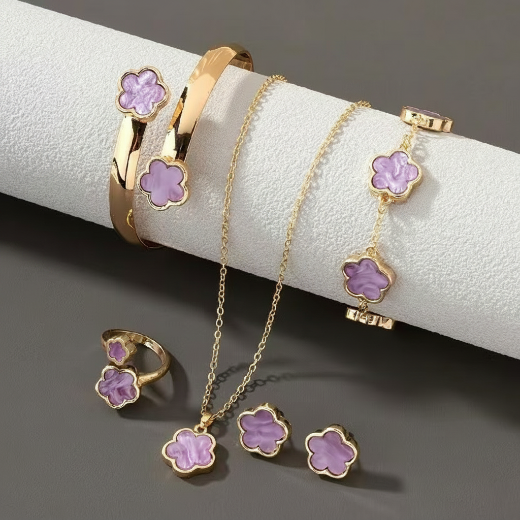 Set de Joyería Trébol de la Suerte 5 piezas para mujer - 2