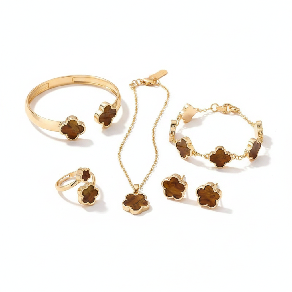 Set de Joyería Trébol de la Suerte 5 piezas para mujer - 1