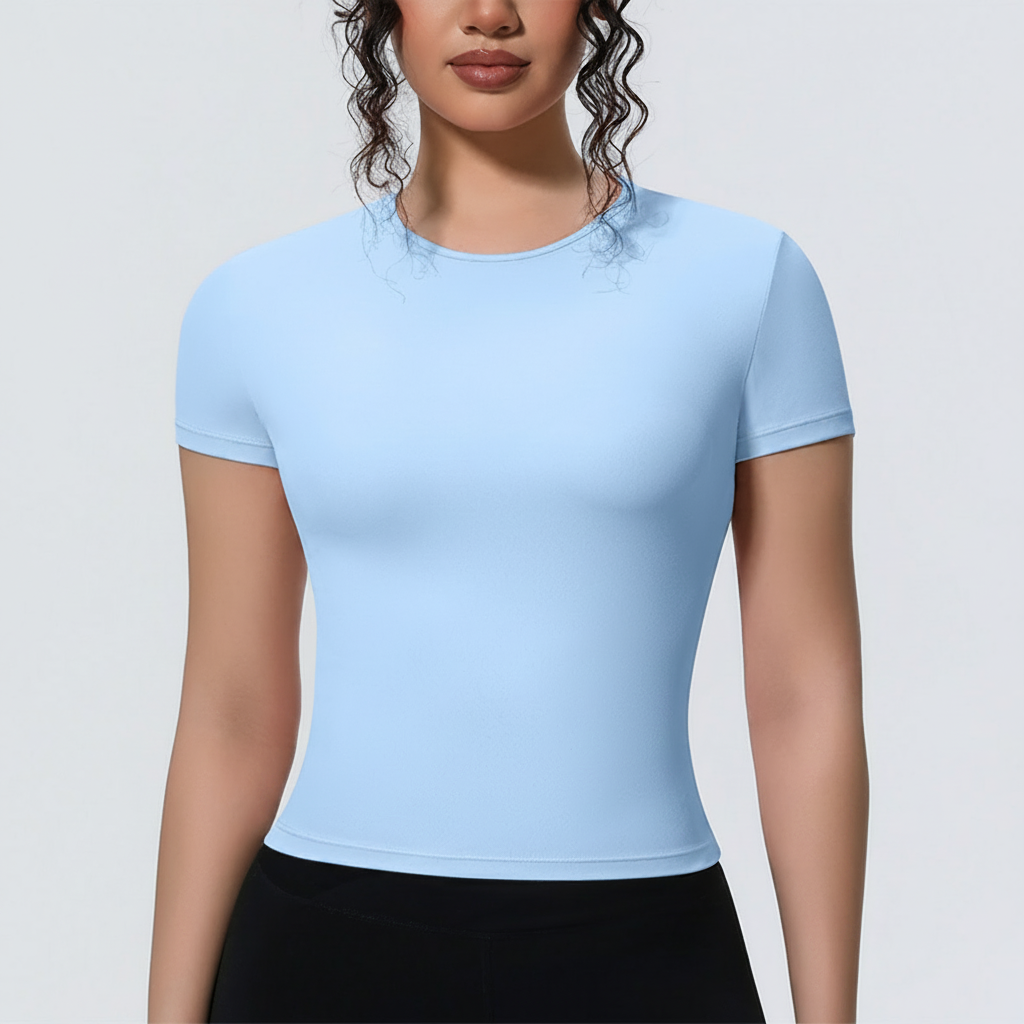 Playera de Yoga Ajustada Manga Corta Mujer Transpirable - 2