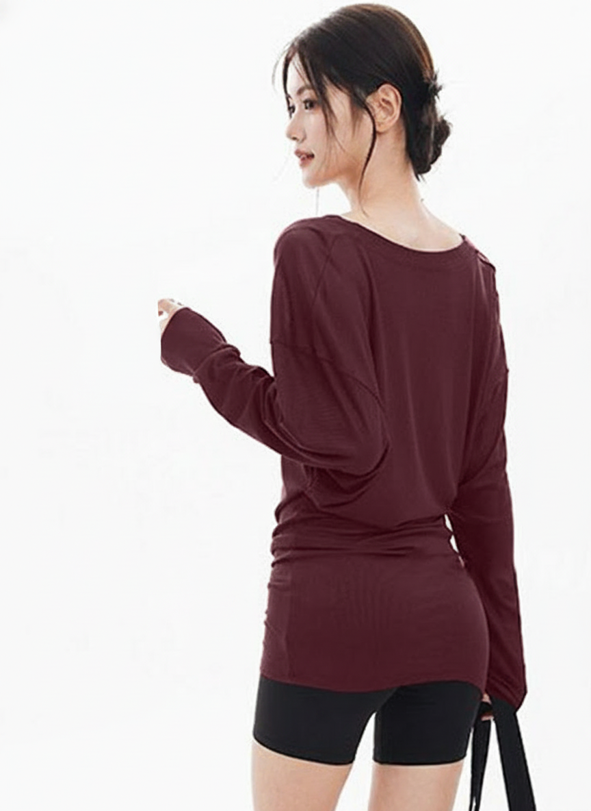 Sudadera deportiva de mujer manga murciélago holgada - 2