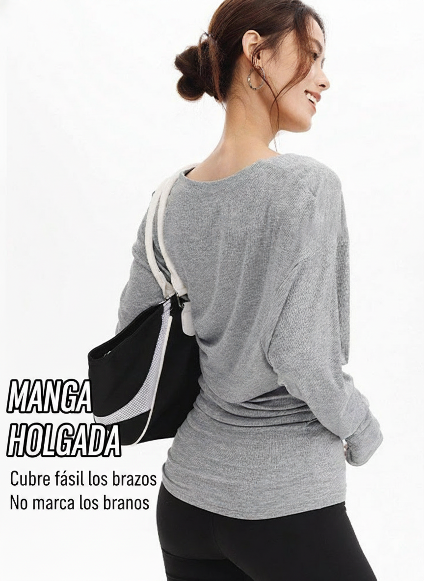 Sudadera deportiva de mujer manga murciélago holgada - 3
