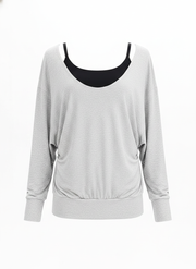 Sudadera deportiva de mujer manga murciélago holgada - 1