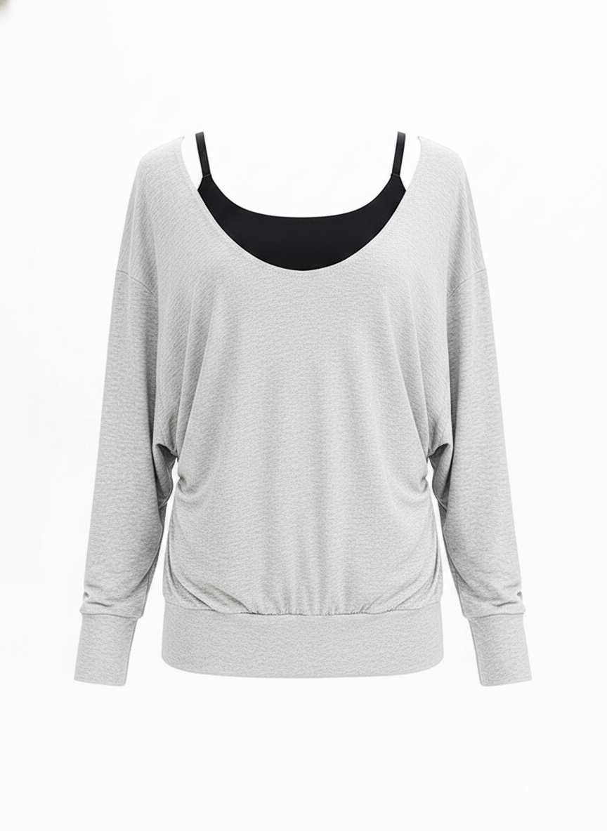 Sudadera deportiva de mujer manga murciélago holgada - 1