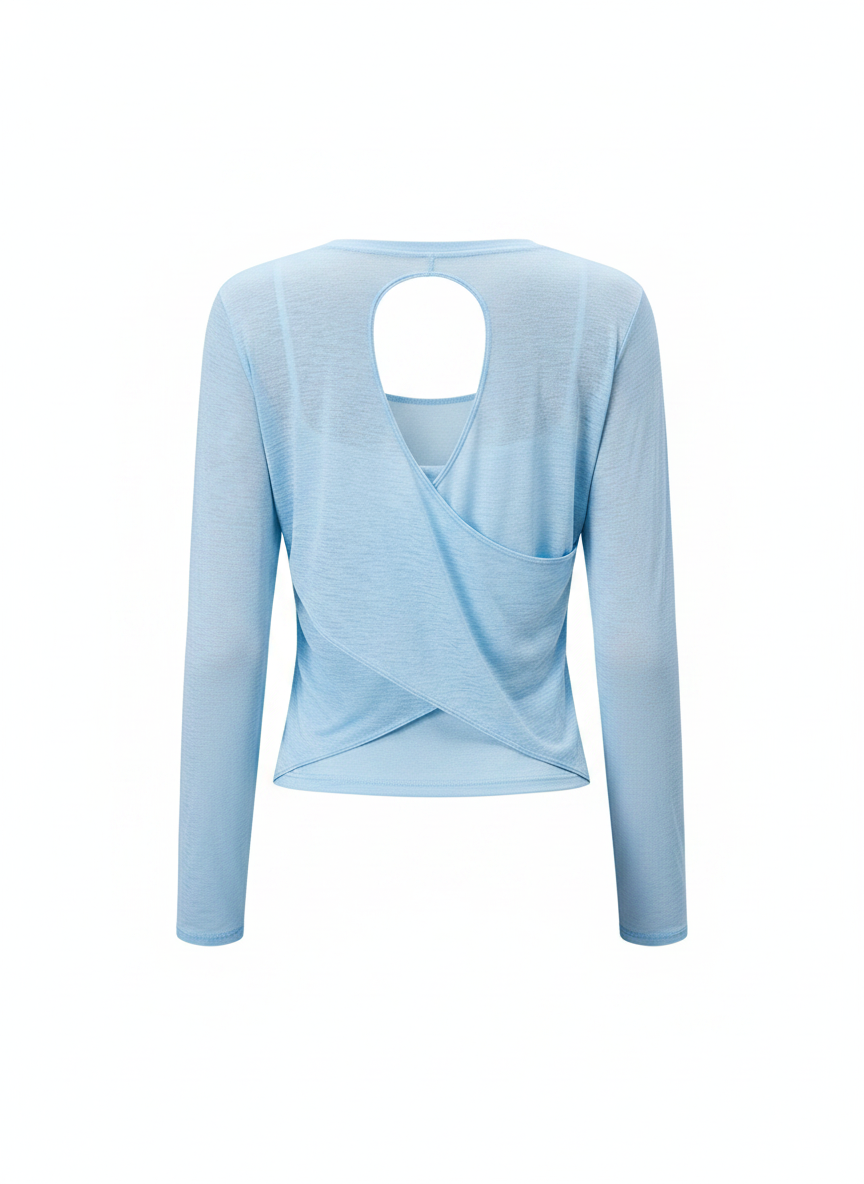 Blusa de Yoga Manga Larga Transpirable Espalda Abierta - 1