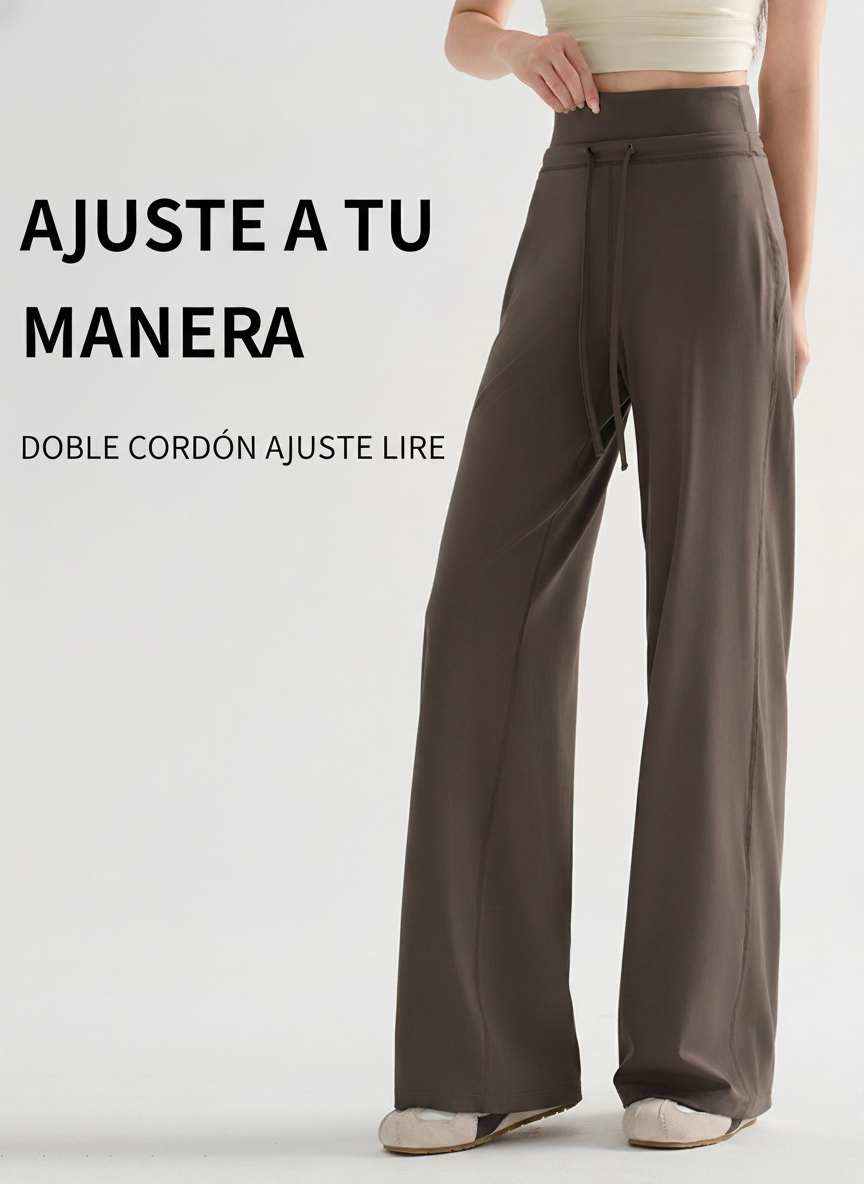 Pants de Yoga Holgado Tiro Alto Mujer Corte Recto - 2