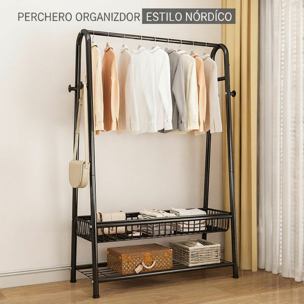Perchero de Piso Metálico para Recámara Estilo Nórdico - 2