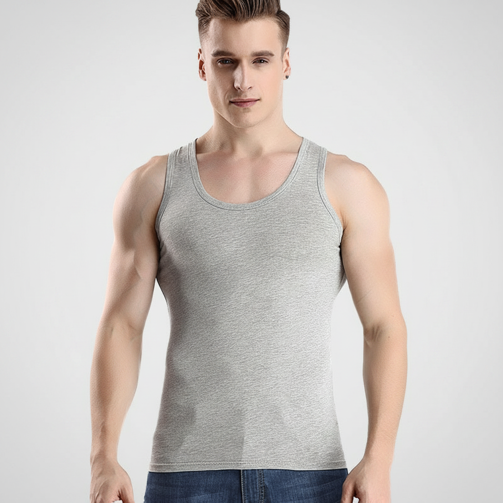 Camiseta deportiva de algodón 100% para hombre sin mangas - 2