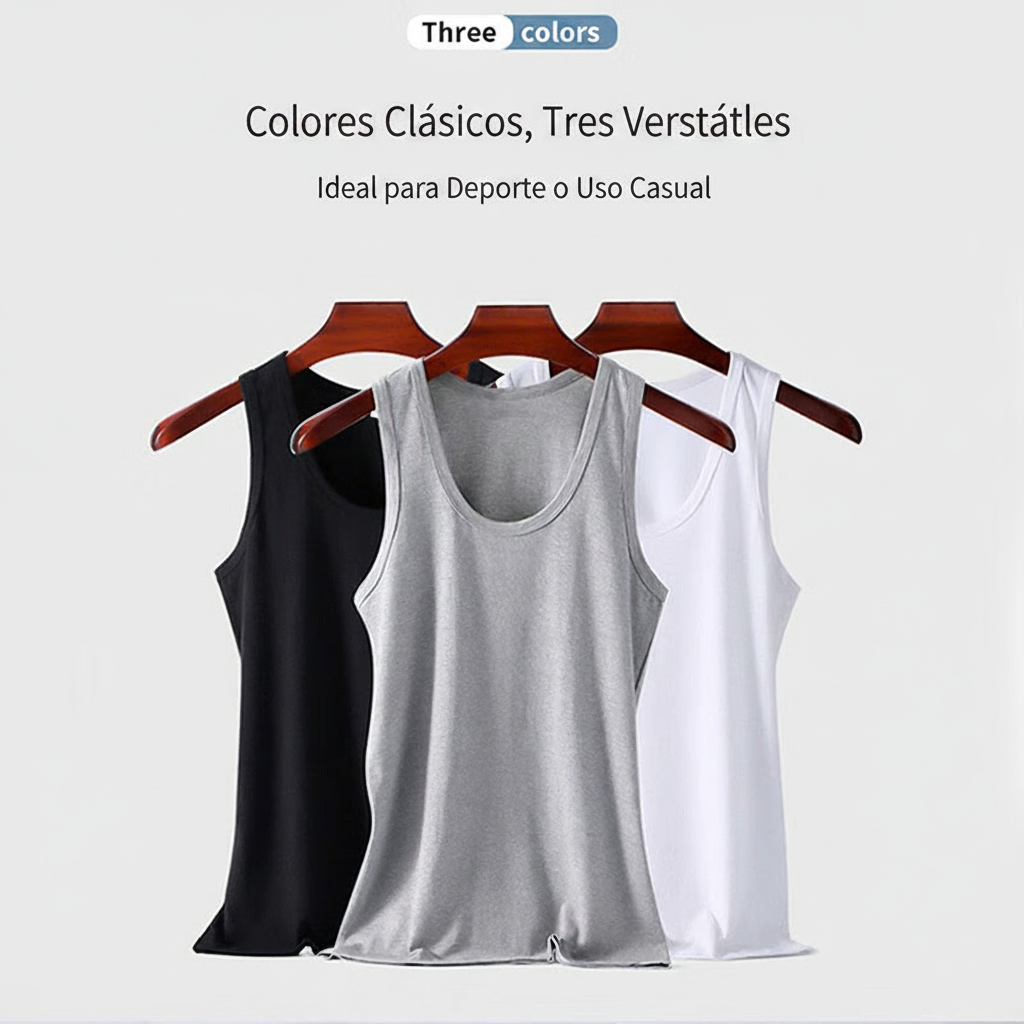 Camiseta deportiva de algodón 100% para hombre sin mangas - 3