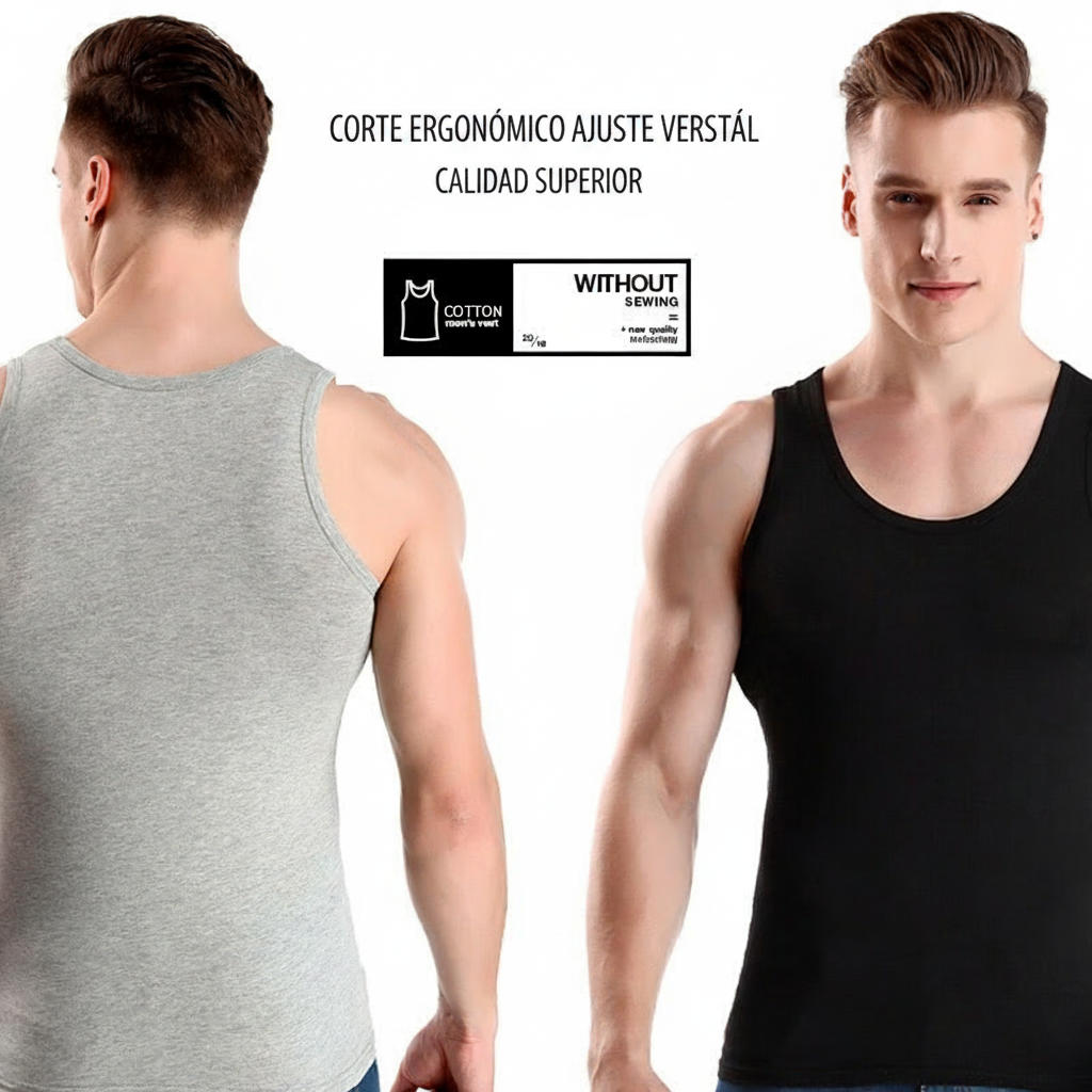 Camiseta deportiva de algodón 100% para hombre sin mangas - 4