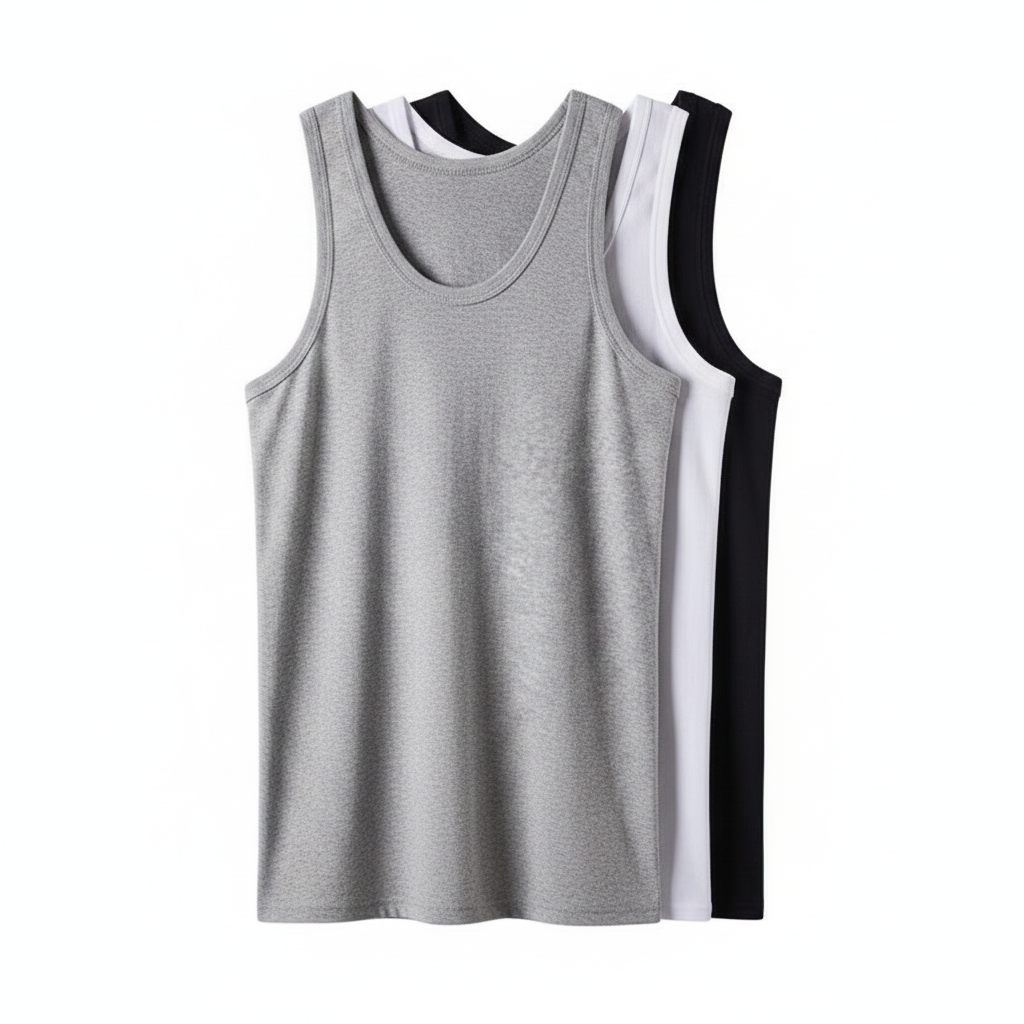 Camiseta deportiva de algodón 100% para hombre sin mangas - 1