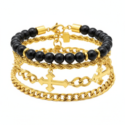 Set 4 Pulseras Cruz Acero Titanio Estilo Dark Aesthetic - 1