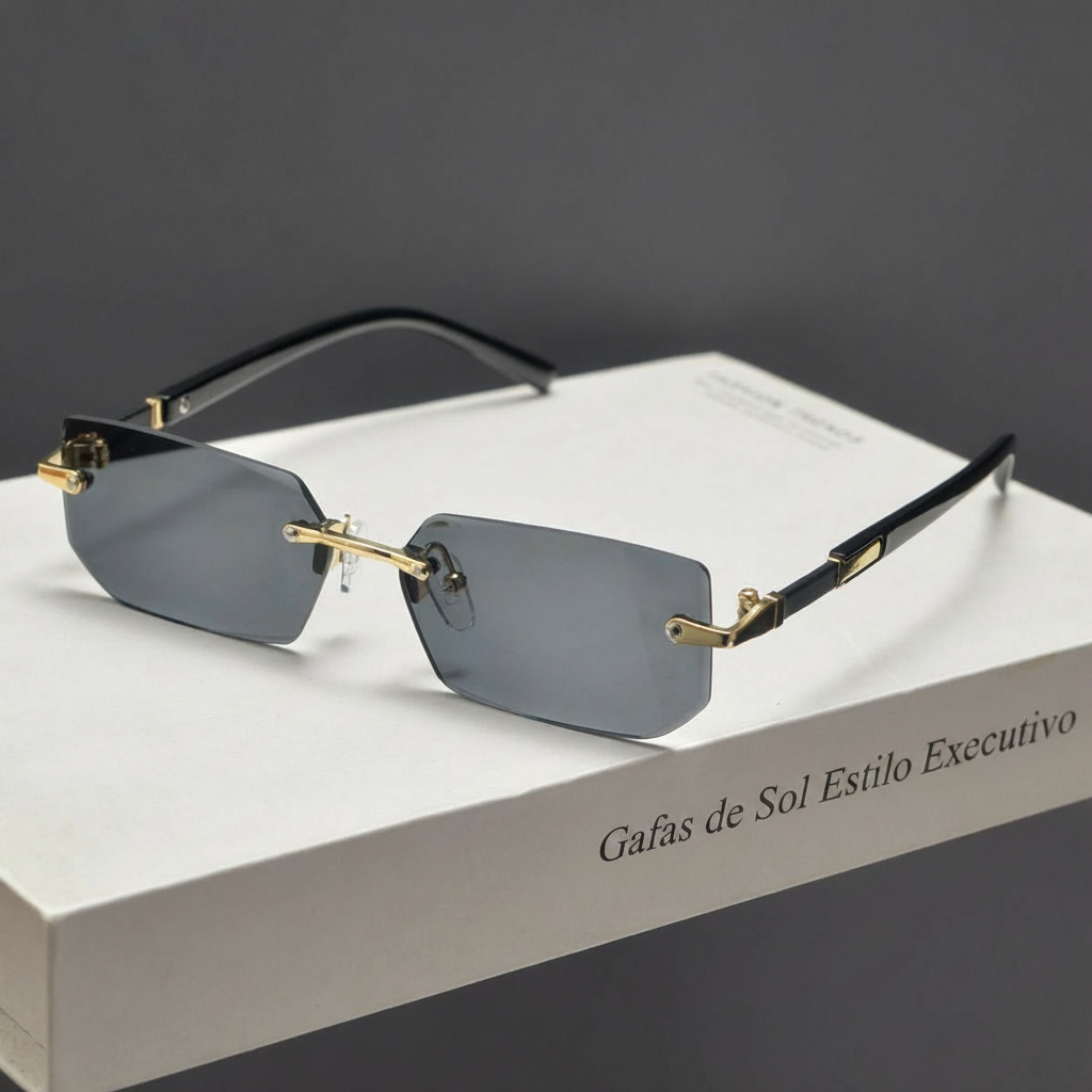 Lentes de Sol Sin Marco Estilo Business Corte Diamante - 2