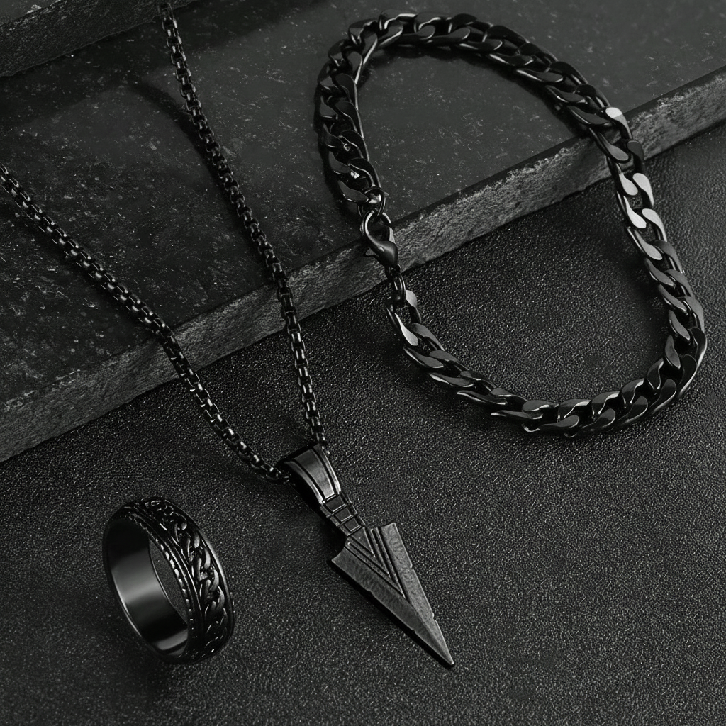 Set de Accesorios con Cruz: Collar, Pulsera y Aretes - 2