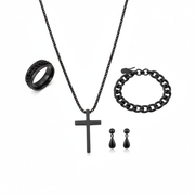 Set de Accesorios con Cruz: Collar, Pulsera y Aretes - 1