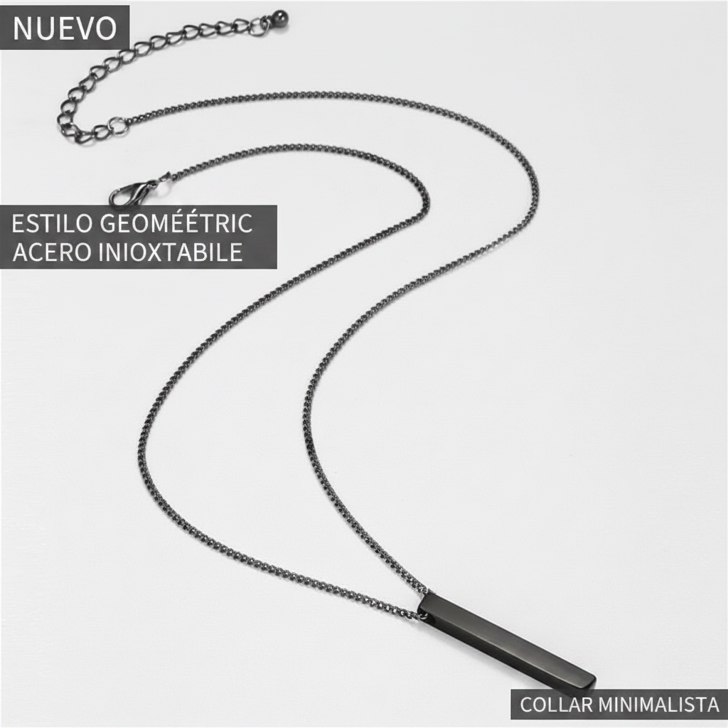 Collar geométrico minimalista con dije y cadena box - 4