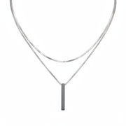 Collar geométrico minimalista con dije y cadena box - 1