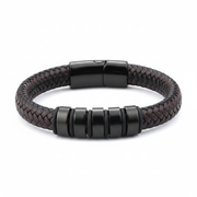 Pulsera de piel trenzada hecha a mano unisex - 1