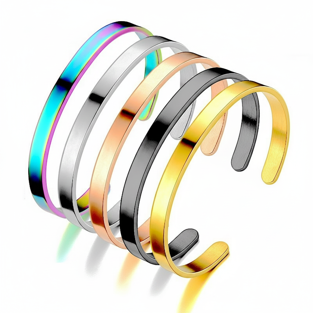 Pulsera de acero inoxidable tipo C abierta minimalista - 1