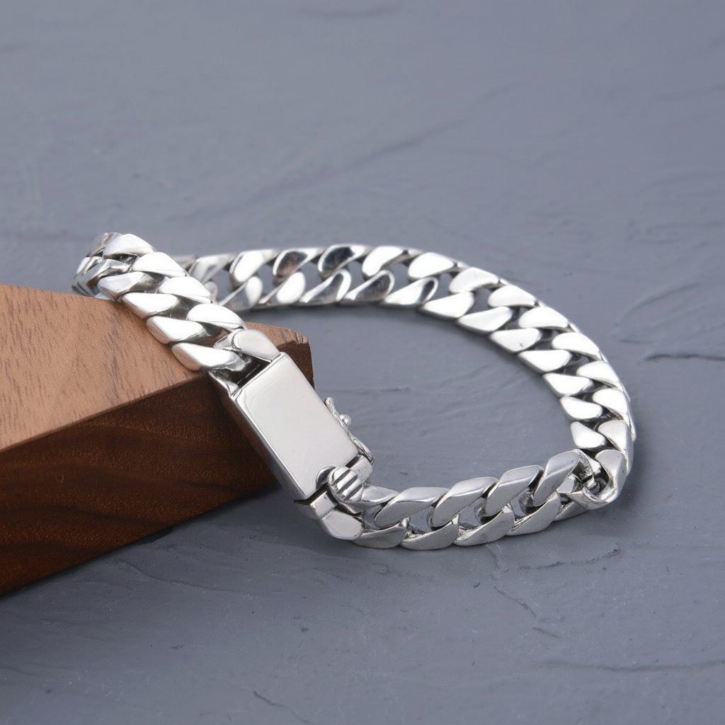 Pulsera Cadena Cubana Miami Plateada Unisex - 2