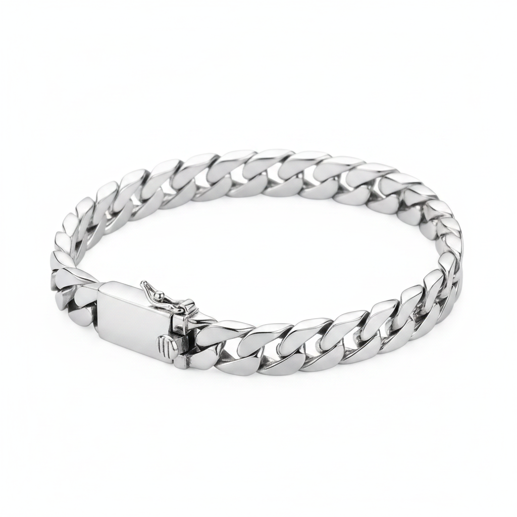 Pulsera Cadena Cubana Miami Plateada Unisex - 1