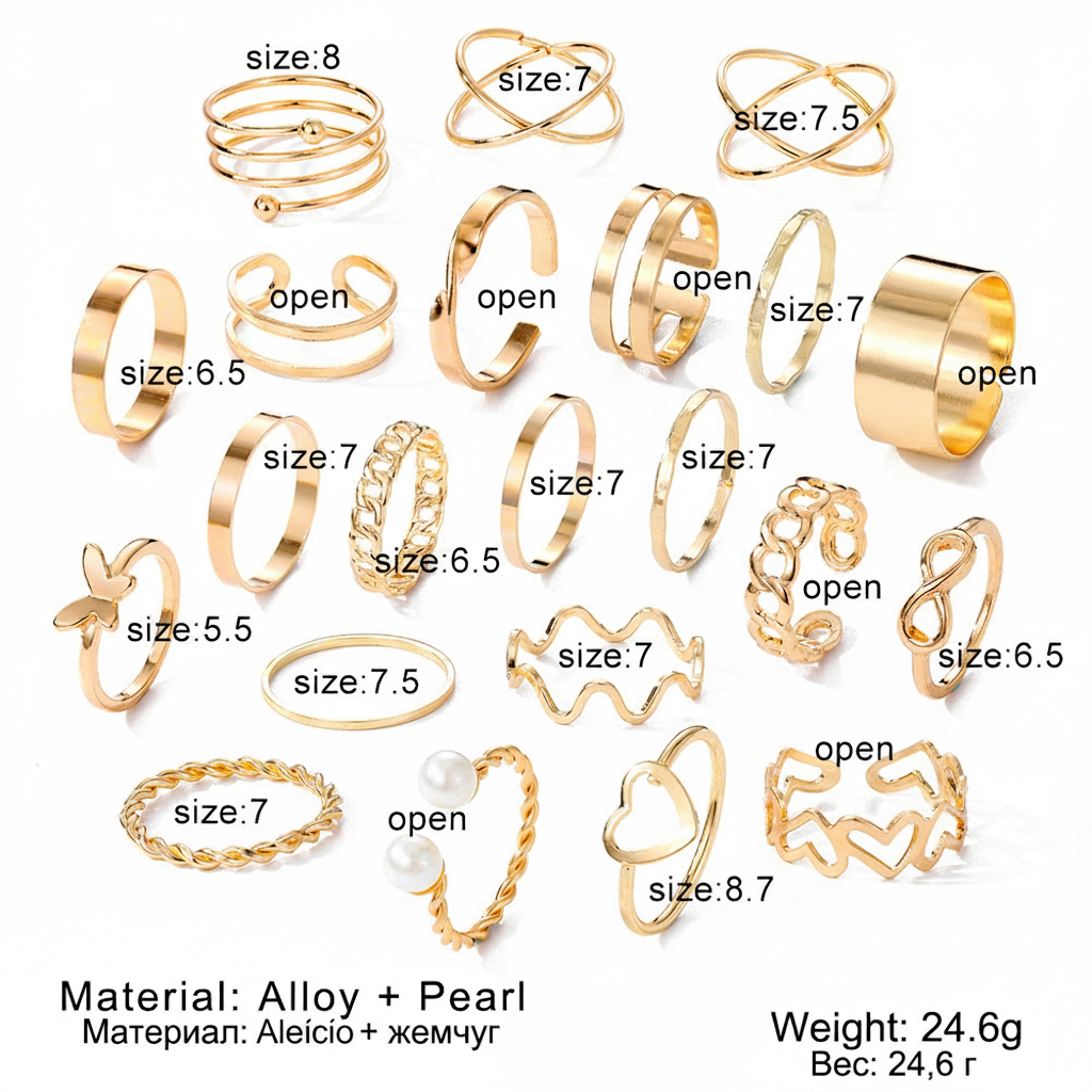 Set de anillos mariposa con diseño multiarticulado para mujer - 2