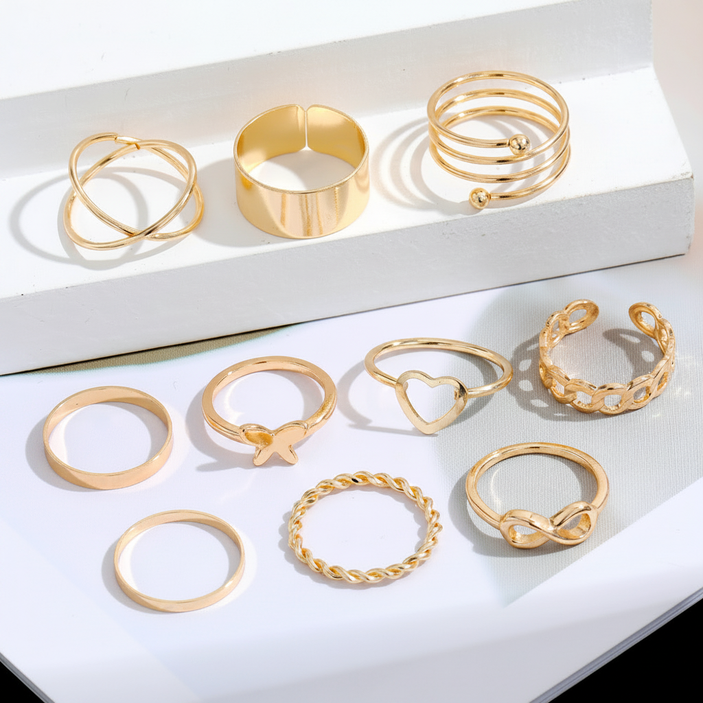 Set de anillos mariposa con diseño multiarticulado para mujer - 4