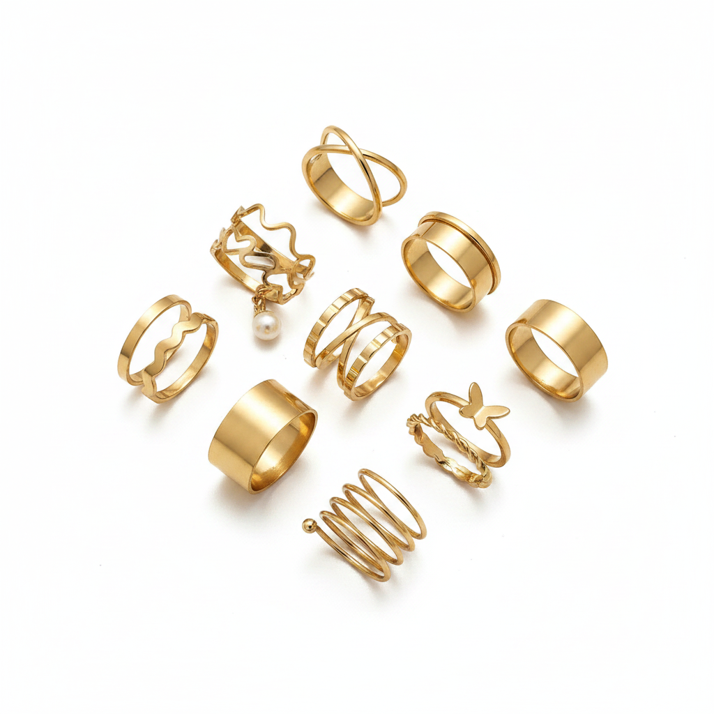 Set de anillos mariposa con diseño multiarticulado para mujer - 1