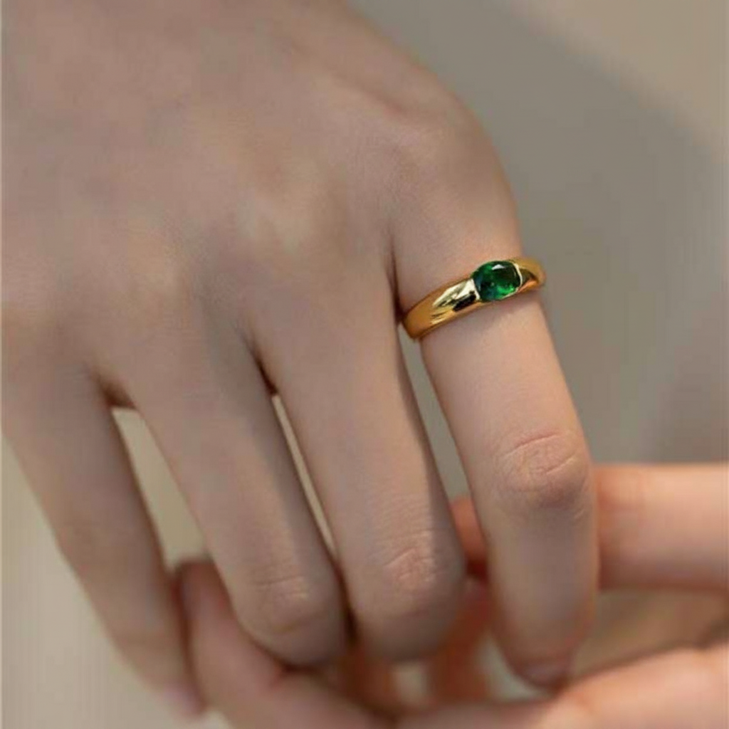 Anillo Vintage con Piedra Zircón Rojo o Verde Unisex - 2