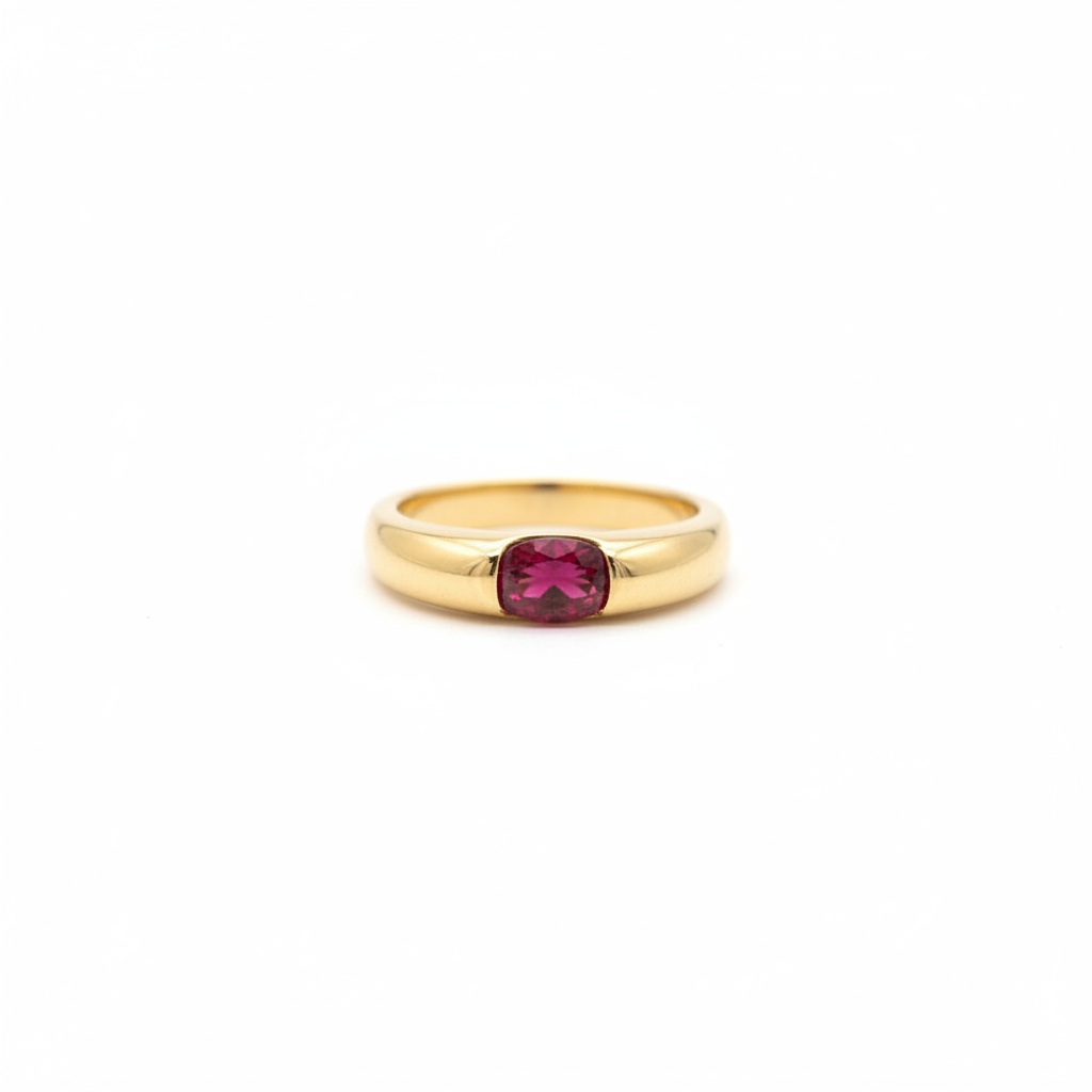 Anillo Vintage con Piedra Zircón Rojo o Verde Unisex - 1