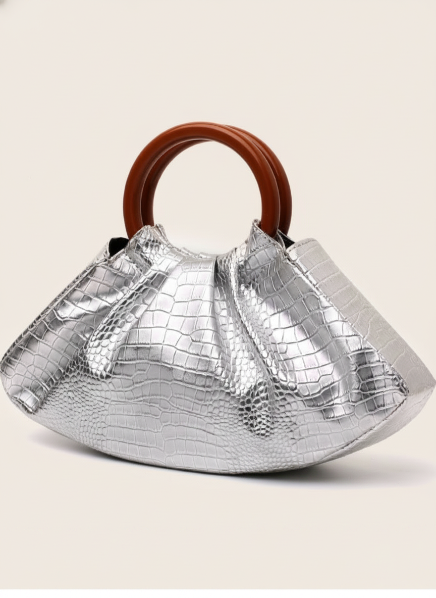 Bolsa nube de PU con textura cocodrilo y cierre magnético - 3
