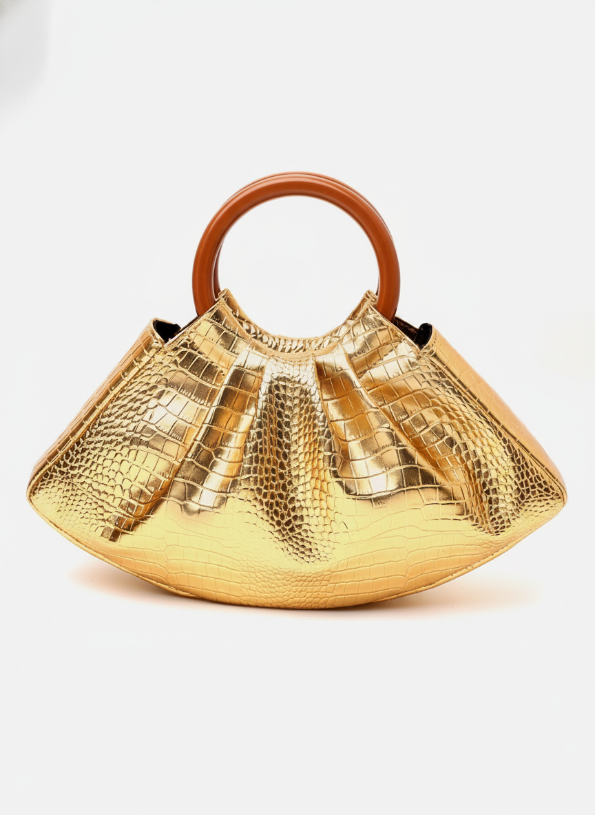 Bolsa nube de PU con textura cocodrilo y cierre magnético - 1