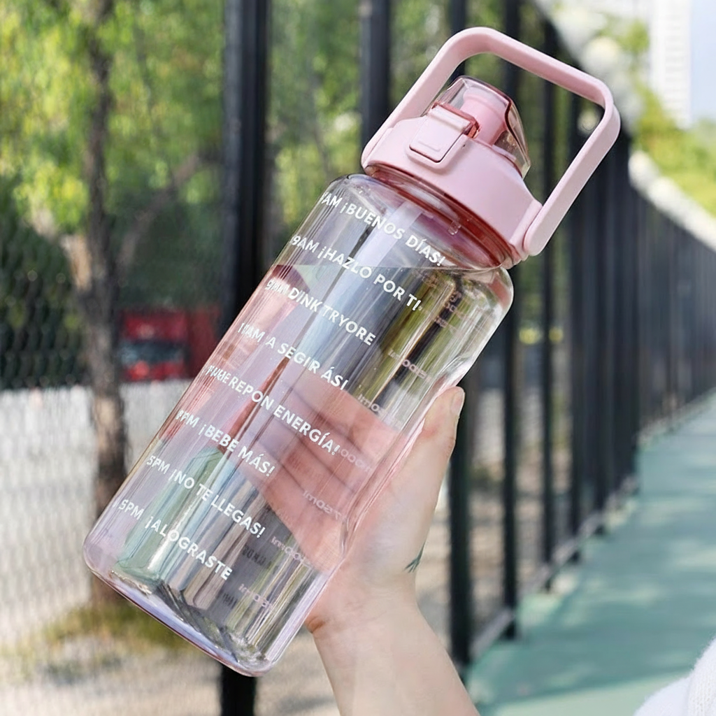 Botella deportiva 2L con popote y asa portátil - 4