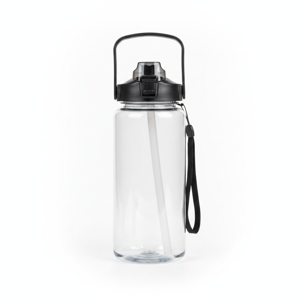 Botella deportiva 2L con popote y asa portátil - 1