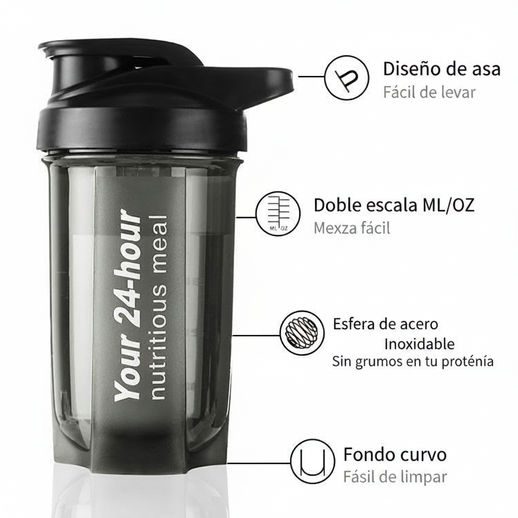 Shaker Deportivo 500ml con Esfera Mezcladora Incluida - 3