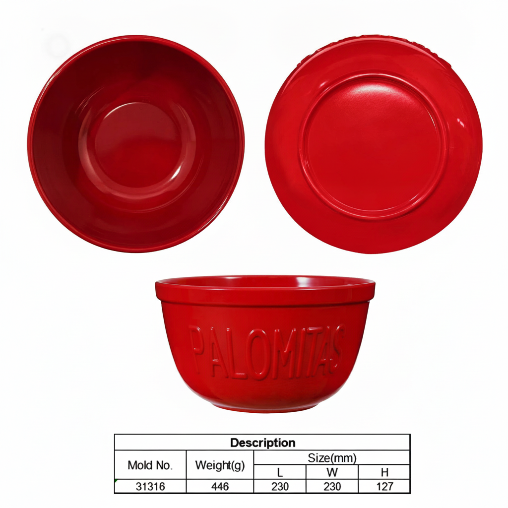 Tazón de palomitas melamina rojo 750 ml y 3.5 L - 6